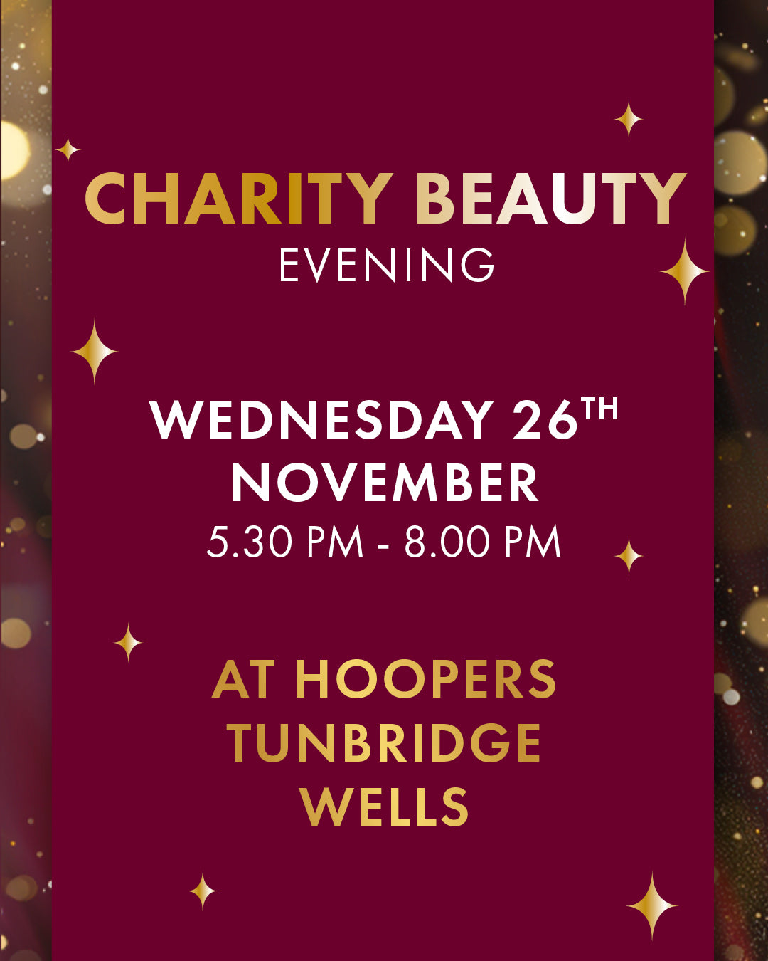 Ticket to attend Charity Beauty Evening at Tunbridge Wells